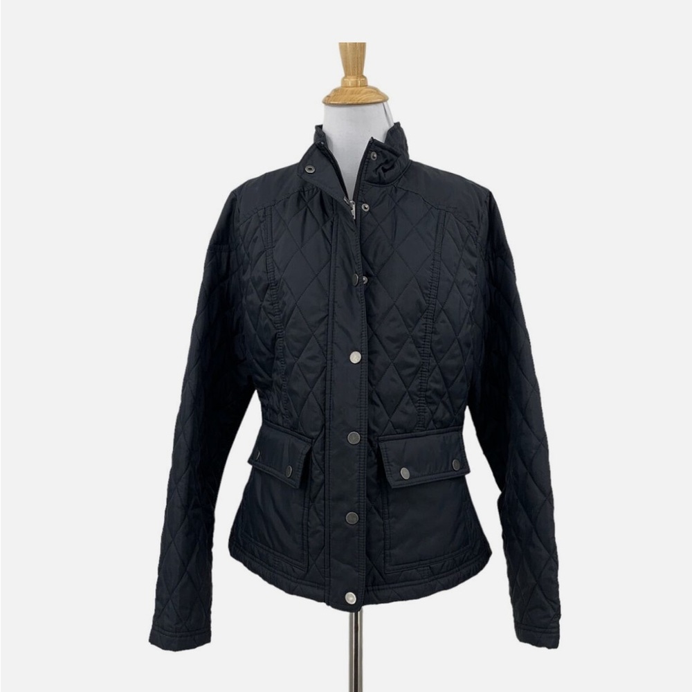 Ava & Viv Black Utility Jacket with Quilted Design and Stand-Up Collar